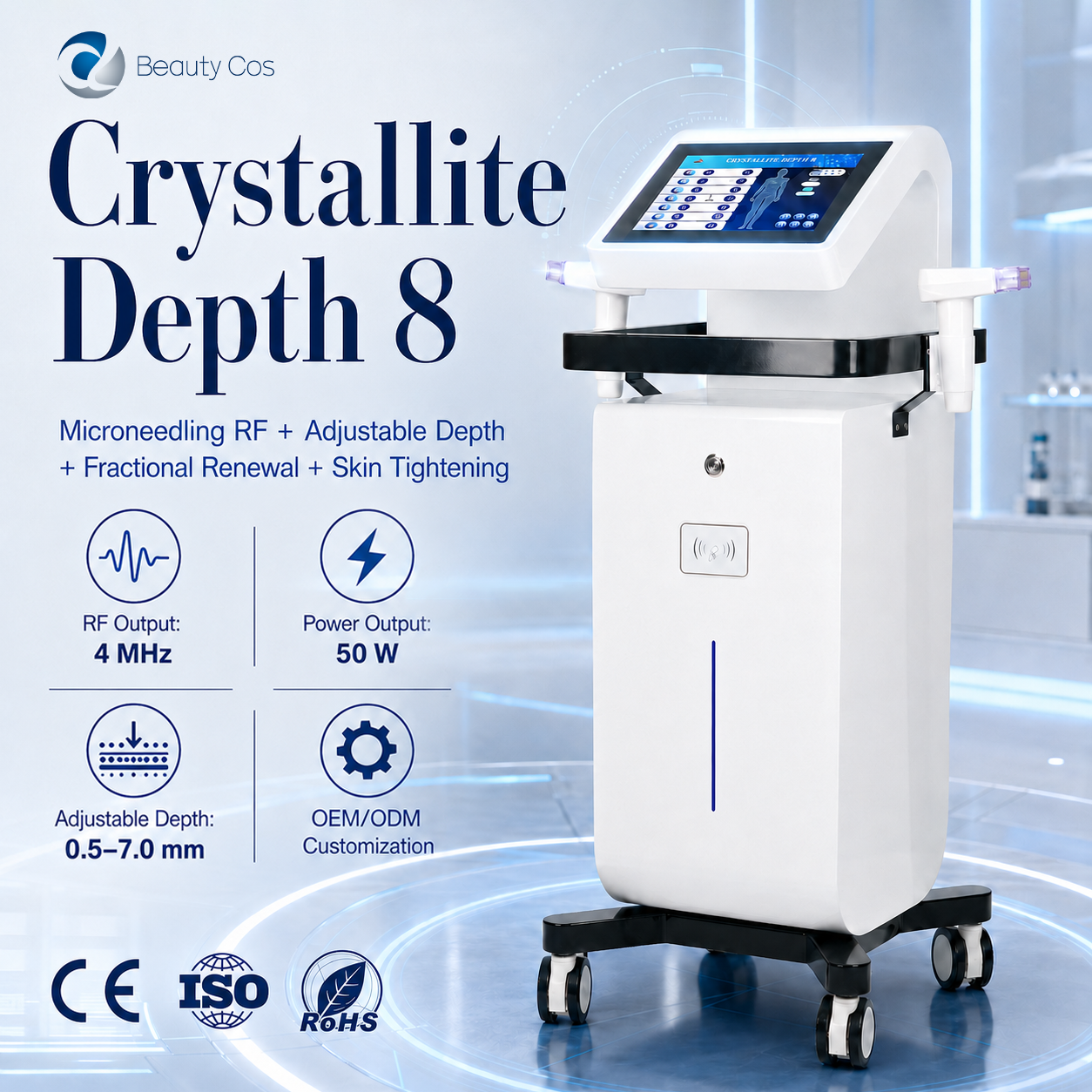 Professional Standing Fractional RF Microneedle Machine 12P 24P 40P Nano Tips Wrinkle Pore Minimization Beauty Equipment For Clinic