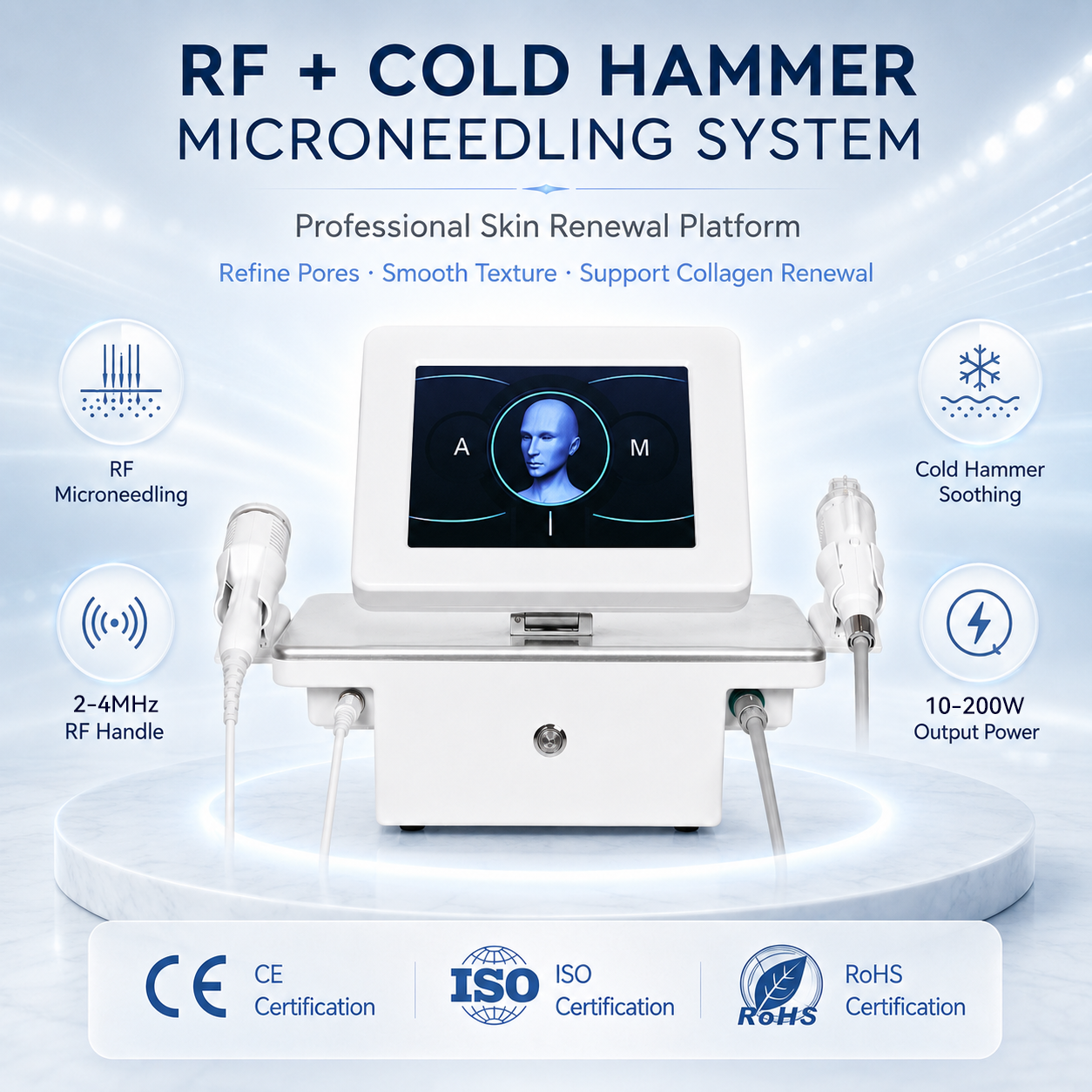 Professional 2-4MHz Fractional RF Microneedling System Nano 10P 25P 64P Tips Post Treatment Cooling Care Machine For Salon