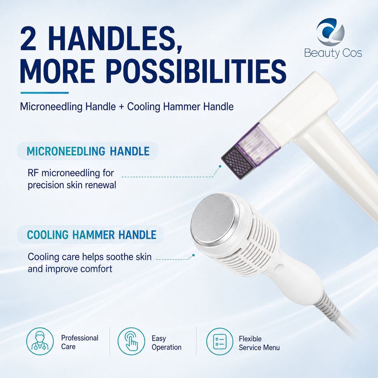 M8 3 In 1 RF Microneedling Machine With Cooling Hammer Dual Handle 0.5 To 7mm Depth Face Body Skin Tightening Beauty Device - image 2