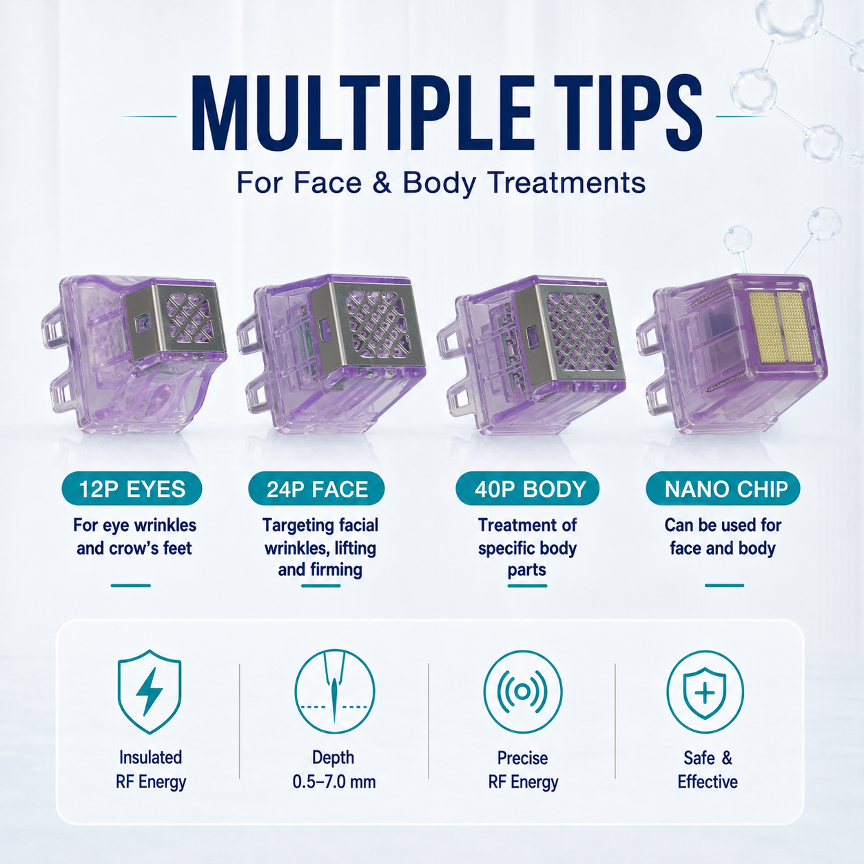M8 3 In 1 RF Microneedling Machine With Cooling Hammer Dual Handle 0.5 To 7mm Depth Face Body Skin Tightening Beauty Device - image 3