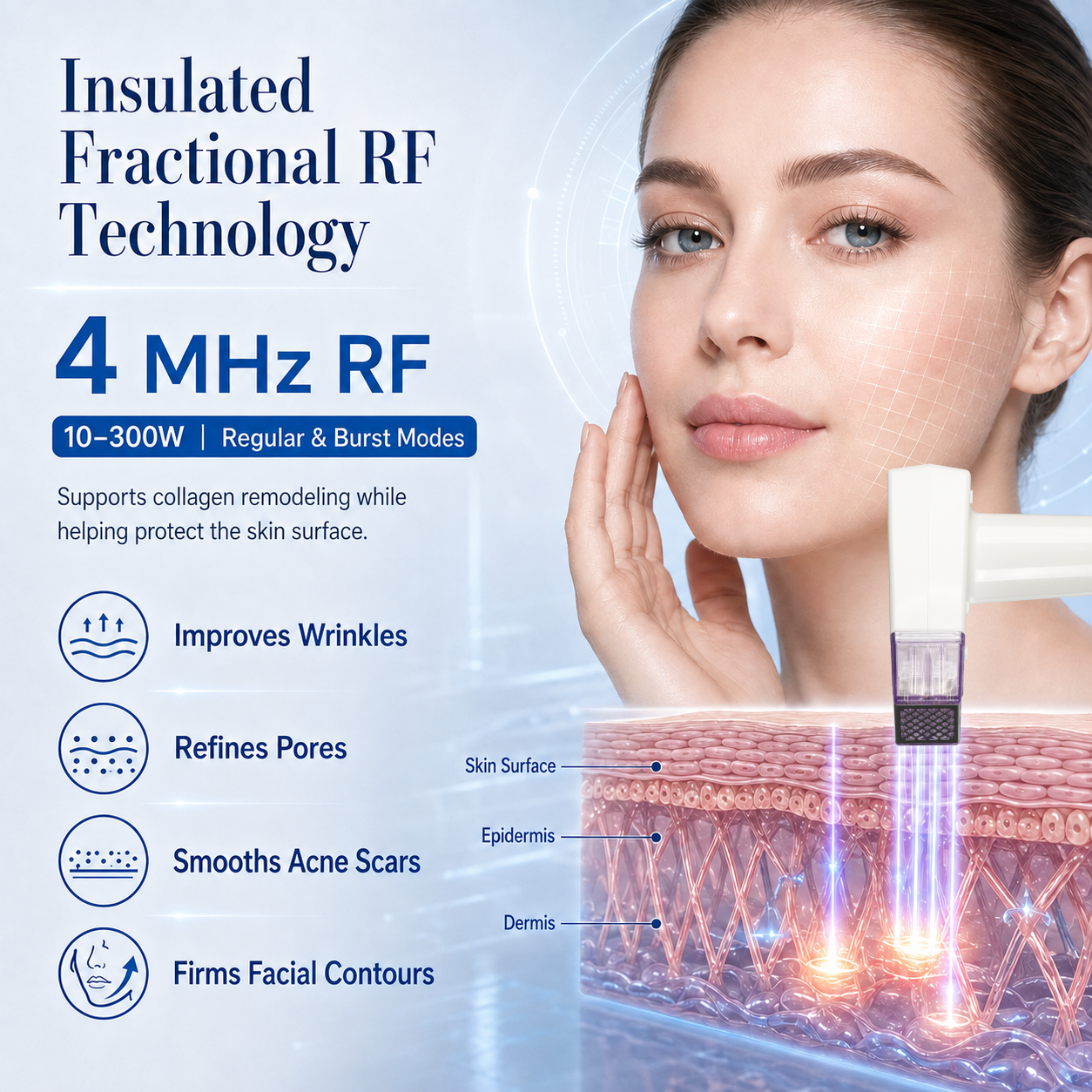 Professional Standing Fractional RF Microneedle Machine 12P 24P 40P Nano Tips Wrinkle Pore Minimization Beauty Equipment For Clinic - image 3