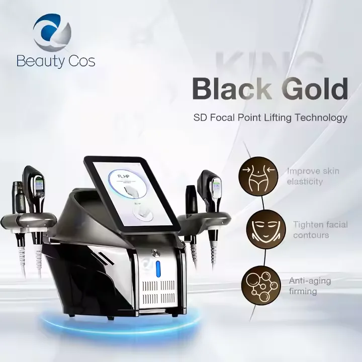 Beautycos Black Gold King HIFU Machine | 7D 4-Depth Cartridges, Non-Surgical Face Lift & Anti-Aging