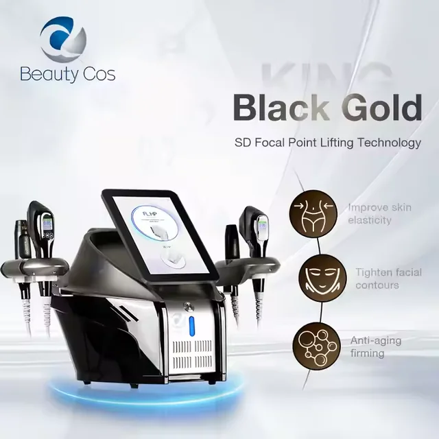 Beautycos Black Gold King HIFU Machine | 7D 4-Depth Cartridges, Non-Surgical Face Lift & Anti-Aging